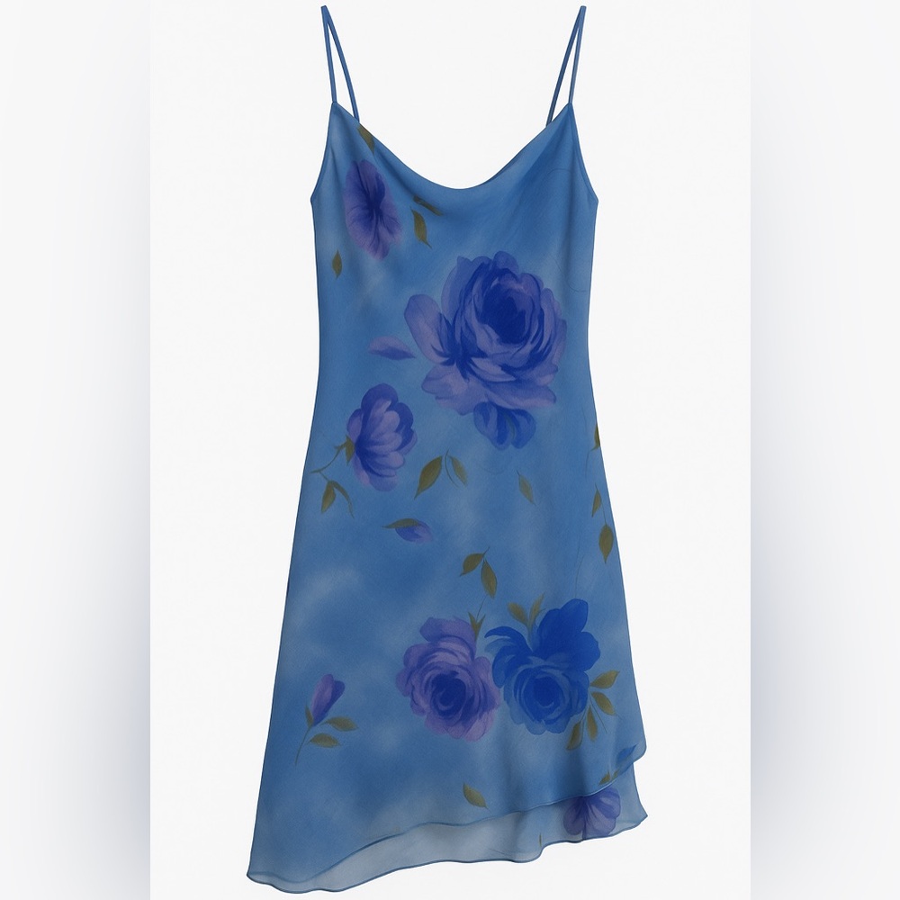 Iz Byer Blue Floral Light Flowy Dress